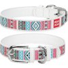Obojok kožený Waudog Ethno biely Délka: 38-49cm/2,5cm