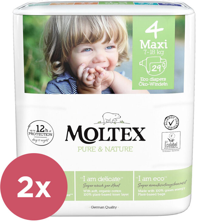 MOLTEX 2x Pure&Nature 4 Maxi 7-18 kg 29 ks