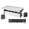 VersaFlap mono 2.0, 3x 230 V, 2x RJ45, 1x USB A, 1x USB C, 1x HDMI, 1x USB A Data strieborná