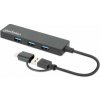 USB HUB Manhattan MANHATTAN 4portový USB 3.0 Type-C / Type-A Kombi-Hub černý