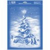 ARCH Vianočné adhézne okenné nálepky 50 x 35 cm - obojstranné - veľký biely vianočný stromček