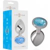 Intense - aluminum metal anal plug with blue crystal size s