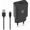 NEDIS síťová nabíječka/ 5 W/ 5 V/ 1 A/ USB-A/ černá/ micro USB kabel 1m WCHAM105ABK
