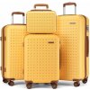 Kono 2486 Sada 4 kufrov spinner 31/55/65/75cm Žltá ABS/Polykarbonát