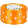 Stuha saténová oranžová s bodkami 3,8 cm / 1 m
