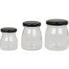 Chic Antique Set 3ks sklenená dóza s čiernym viečkom - Ø 6*8 / Ø5*7/ Ø4*6 cm - Chic Antique