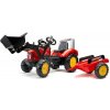 Falk FALK - Šlapací traktor Supercharger s nakladačem a vlečkou červený