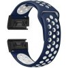 eses Silikónový dierkovaný remienok pre Garmin - Modro biely, QuickFit 22 mm