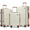 Sada kufrov Supercase 3 ks – geometrický vzor ABS+PC - 31/56/85 L - béžová
