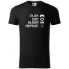 Play Eat Sleep Repeat game - Tričko z organickej bavlny - L ( Čierna )