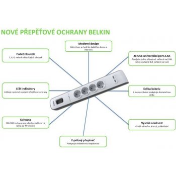 BELKIN SurgeStrip 6 zásuvek + 2USB