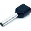 Tracon electric Dvojitá izolovaná káblová dutinka čierna 1,5mm² 2×1,5mm2 / L=16mm