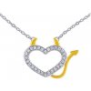 Silvego Strieborný/pozlátený náhrdelník Devil v tvare srdca s Brilliance Zirconia DCC1609386N