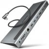 AXAGON HMC-4KX3 USB 5Gbps hub, 3x USB-A, 2x HDMI, DP, RJ-45 GLAN, SD/microSD, audio, PD 100W, kábel USB-C 40cm