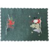 Zelené prestieranie s výšivkou škriatka a sobov Šírka: 35 cm | Dĺžka: 50 cm