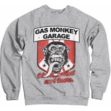 Hybris Production AB Pánska mikina GAS MONKEY GARAGE Stripes SHIELD šedá