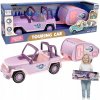 Auto pre turistov s ružovým prívesom a bábikou, zvukové efekty