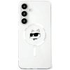 Karl Lagerfeld tlačidlové púzdro s potlačeným logom Choupette Head MagSafe pre Samsung Galaxy S25+, biele (KLHMS25MHLSCHH)