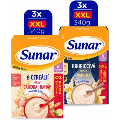 Sunar Mix kartón mliečne kaše XXL (6 x 340 g)