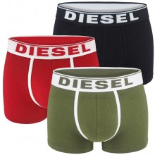 Diesel 3Pack cotton stretch army green & red boxerky limitovaná edícia