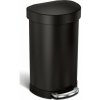 Simplehuman Polokrúhly pedálový kôš s nehrdzavejúcim rámčekom 45 l, čierna