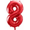 PartyDeco Fóliový balón číslo 8, 86cm červený