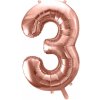 PartyDeco Fóliový balón narodeninové číslo 3 ružovo zlatý