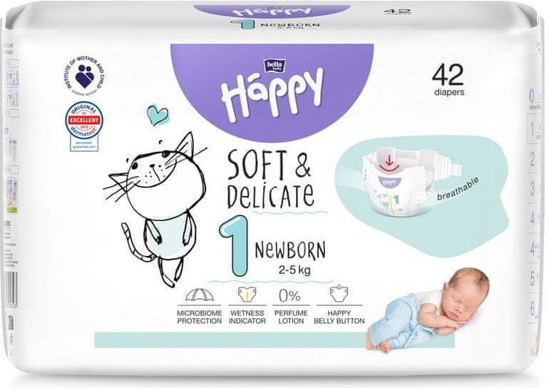 Bella Happy Soft & Delicate 1 2-5kg 42 ks