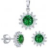 Silvego Strieborná súprava šperkov FLORESSA so syntetickým smaragdom JJJ2488GR