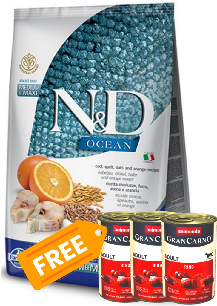 N&D Dog Low Grain Ocean Adult Medium&Maxi Codfish & orange 12 kg