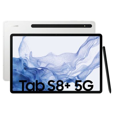 Samsung Galaxy Tab S8+ 5G 128GB strieborná / 12.4 / OC 3GHz / 8GB / 128GB / BT / 13+6MP+12 MP / Android 12 (SM-X806BZSAEUE)