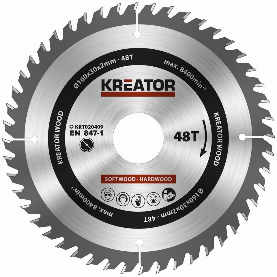 Kreator KRT020409 Pílový kotúč na drevo 160mm, 48T