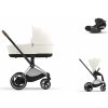 Cybex Platinum CYBEX e-Priam Travel Set + Cloud T Plus i-Size off white 2023 chrome with brown details