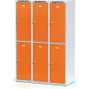 Alfa 3 Šatníková skrinka S6 s úložnými boxami, 6 boxov, 1800 x 1200 x 500 mm, otočný zámok, oranžové dvere