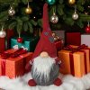 Vianočný škriatok červený s dlhou čiapkou a srdiečkami – výška 100 cm (Originálna vianočná dekorácia, ktorá zaujme na prvý pohľad)