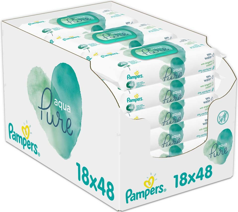 Pampers Aqua Pure detské čistiace obrúsky 18 x 48 ks od 33,68 € - Heureka.sk