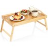 bambusový skladací raňajkový stolík 2v1 50 × 30 × 24,5 cm