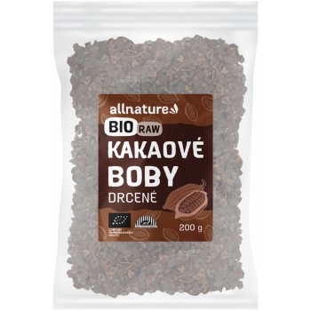 Allnature drcené kakaové boby Bio Raw 200g