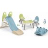 Set šmykľavka s vodnou hrou a hojdačka s posedením Toboggan GM Slide Life Smoby dĺžka šmyku 150 cm a stolík s dvoma stoličkami KidChair
