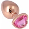Kovový análny kolík s kryštálom Gold Anal Plug with Heart L