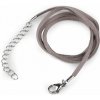 Šnúrka z eko kože s karabínkou z nerezovej ocele dĺžka 46 cm - šedá