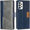 Peňaženkové kožené puzdro Contrast na Samsung Galaxy A73 5G - Modrá a šedá