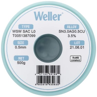 Weller WSW SAC L0 spájkovací cín bez olova cievka Sn3.0Ag0.5Cu 500 g 0.5 mm