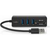 NEDIS USB hub/ zástrčka USB-A zástrčka/ 3x zásuvka USB-A/ 5 Portů/ USB 3.2 Gen 1/ 5 Gbps/ SD & MicroSD/ černý/ blistr CCGB61250BK01