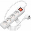 AlzaPower predlžovací prívod 230V 4 zásuvky vypínač 3m biely APW-LV-A30D1W