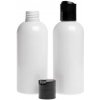 Plastová fľaša, biela, disc top čierny, 200 ml