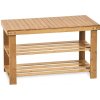 Botník / taburet, 2 police, masív bambus, prírodný odtieň - DR-022