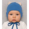 Jesenná / zimná čiapka pre novorodenca modrá s béžovou, obvod hlavy 36-38 cm