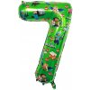 Balón 7. Narodeniny Číslo Sedem Fóliový Zelený 100 cm Minecraft
