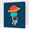 Vymalujsisam.sk Maľovanie podľa čísiel - Astronaut s kornútikom planét Veľkosť: 30x40cm, Rám: Na kartónovej doske